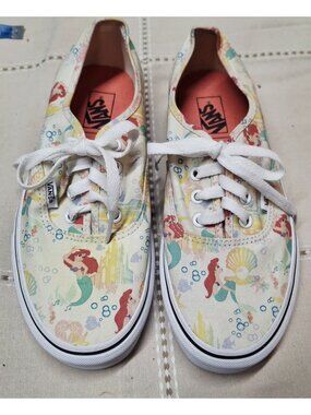 Disney Vans Womens Little Mermaid Canvas Shoes Size 6 Ariel Print Casual Sneaker